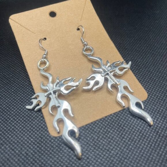 3/$15~Flaming Cross Earrings - Picture 4 of 6